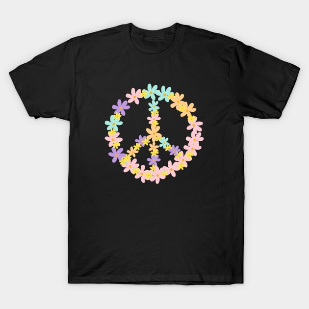 Floral Peace Sign T-Shirt by LittleForest